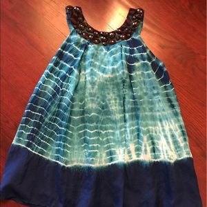 Velvet 100% Silk Tied Dyed Beaded Top Size P